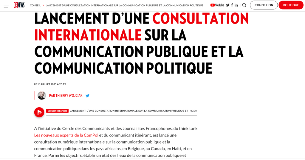 Lancement d&rsquo;une grande consultation internationale en ligne sur la communication publique et la communication&nbsp;publique